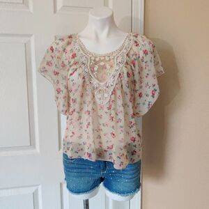 Cotton On flowy sheer floral blouse sz XS